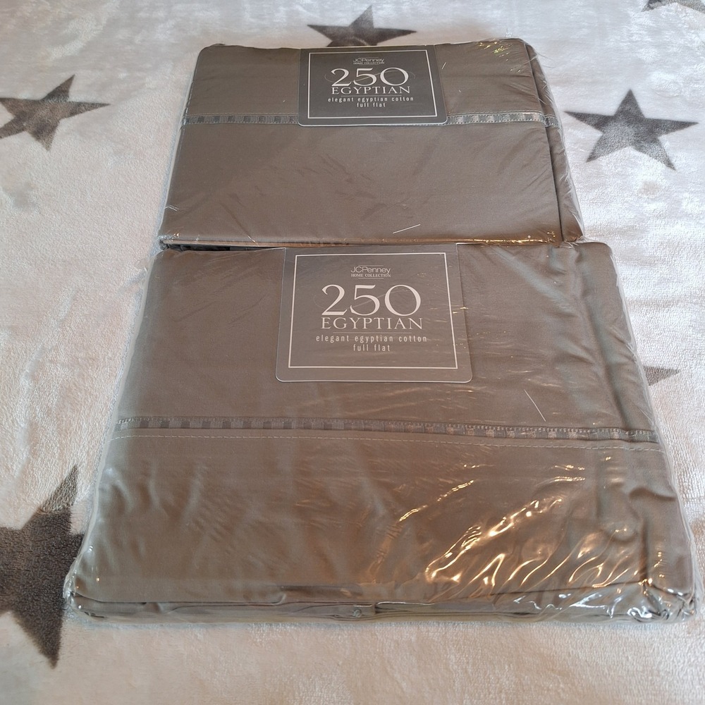 Set of 2 Vintage JC Penney Home Collection 100% Egyptian Cotton FULL Bed Sheets